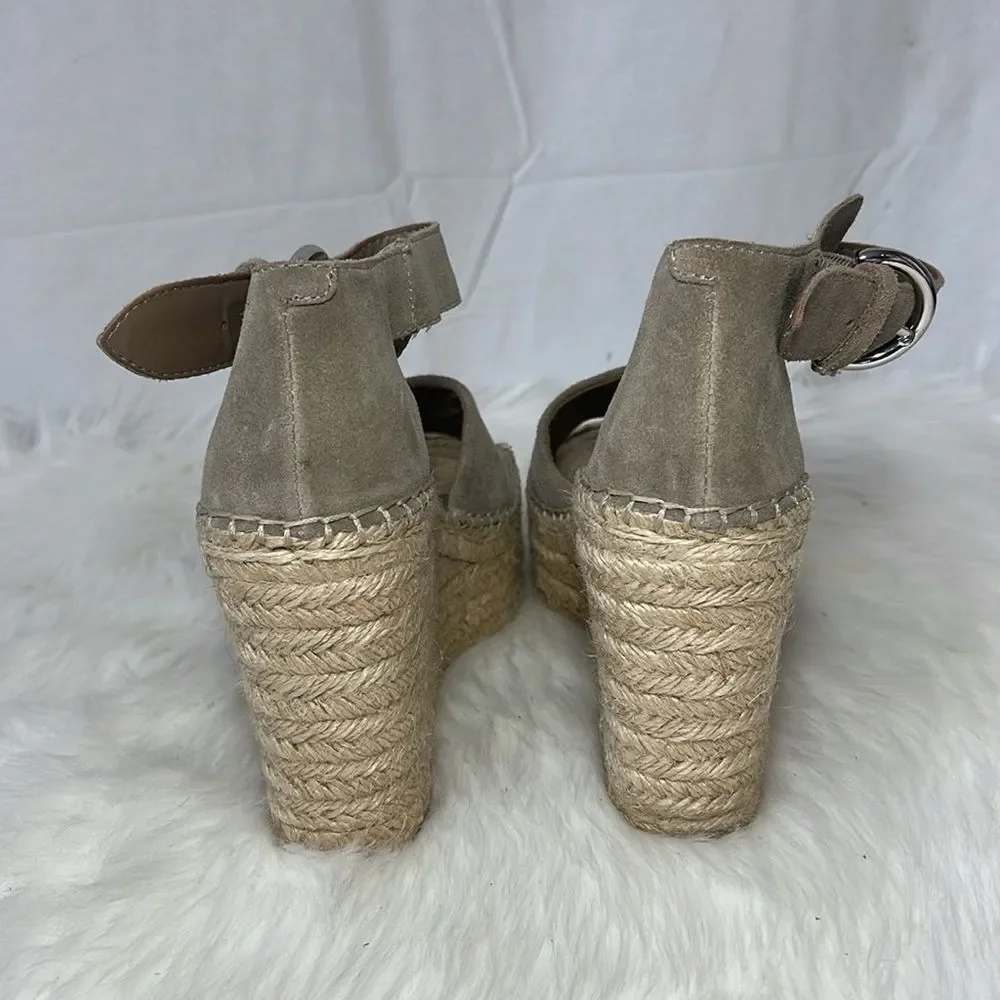 Marc Fisher Alida Tan Suede Platform Ankle Strap Espadrilles‎ Sz 6.5